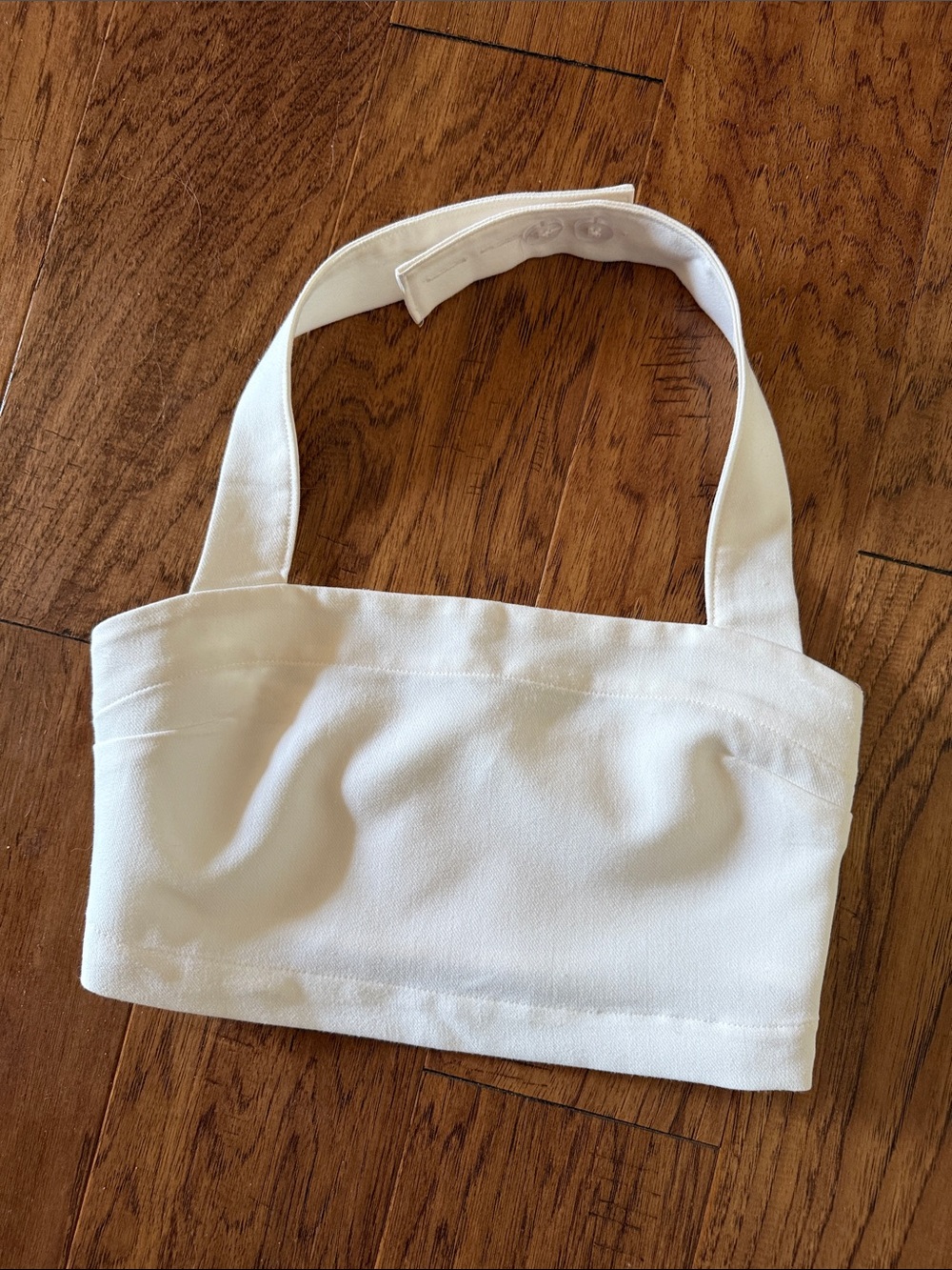 Abercrombie & Fitch Cream Smocked Halter Crop Top Button Neck XS
